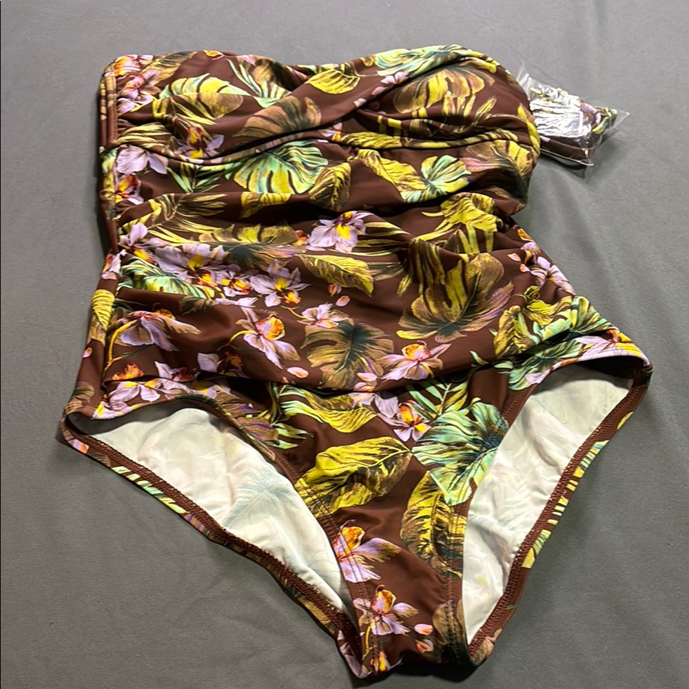 Shade & Shore Floral Strapless Swimsuit